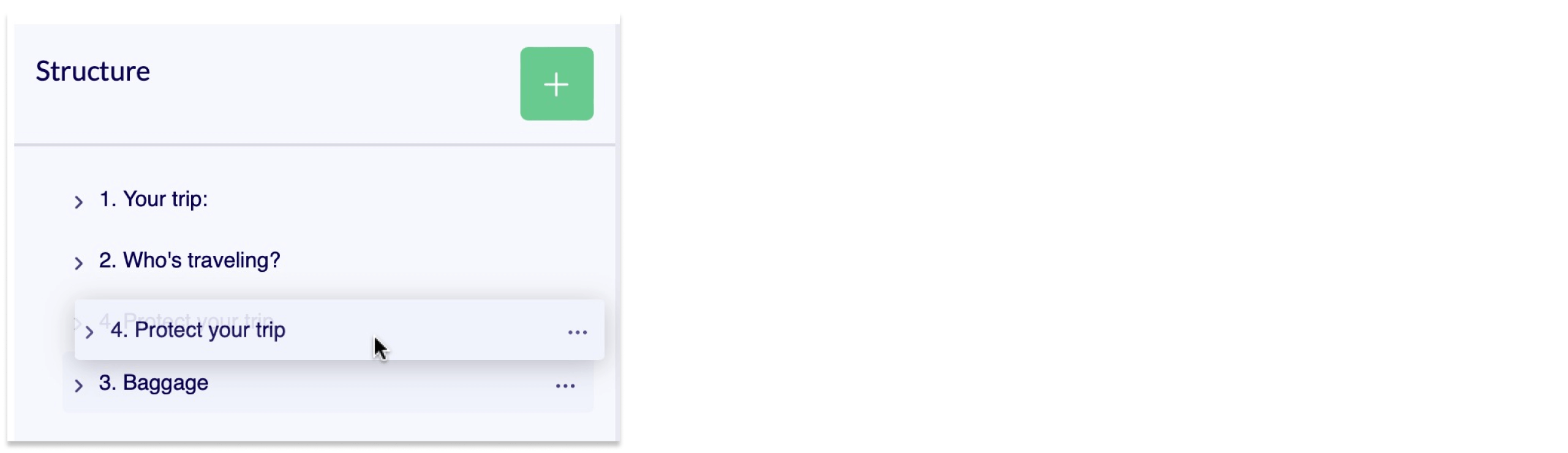 Screenshot of a form tree where a page is being moved.