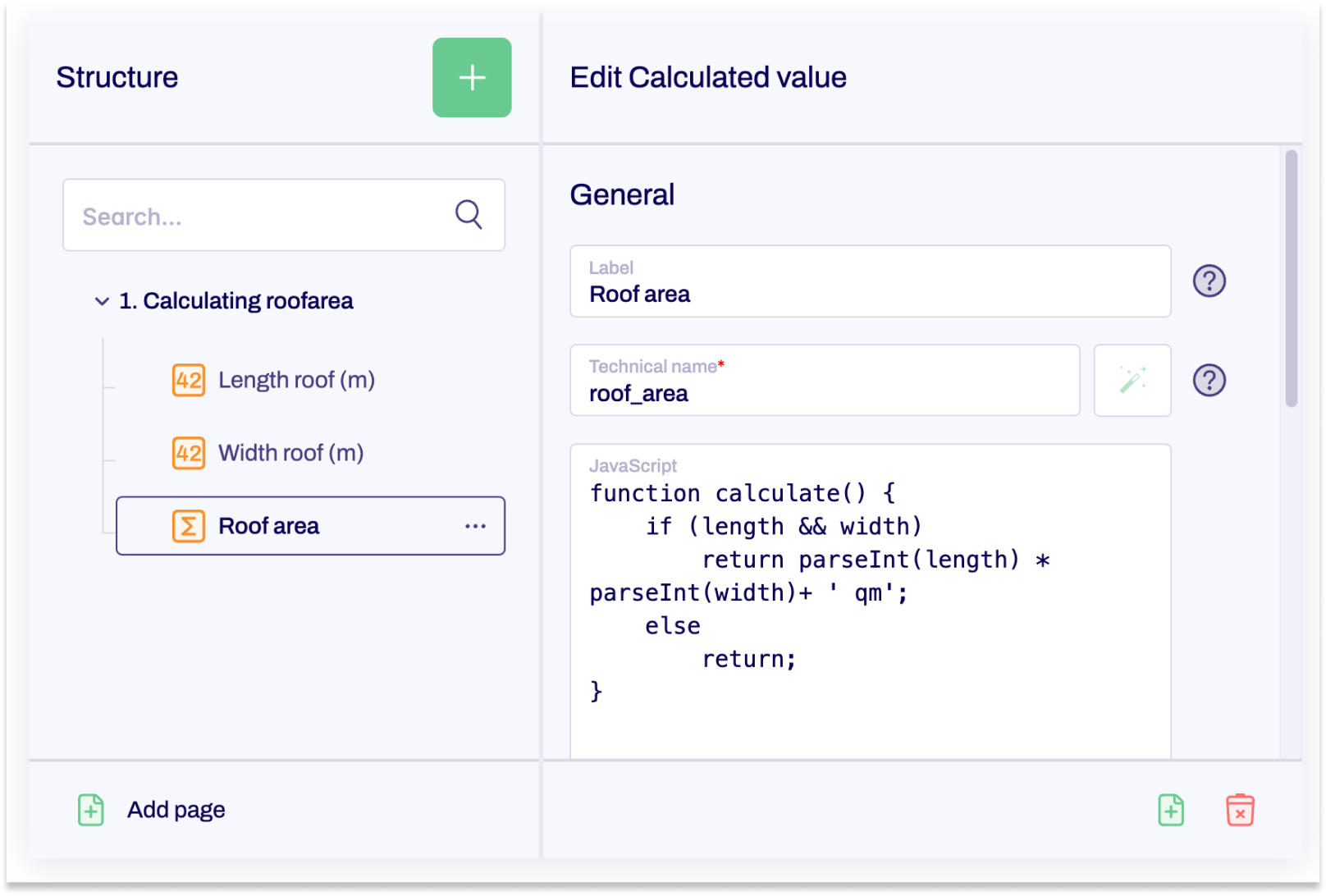 A calculated value in the editing area is shown.